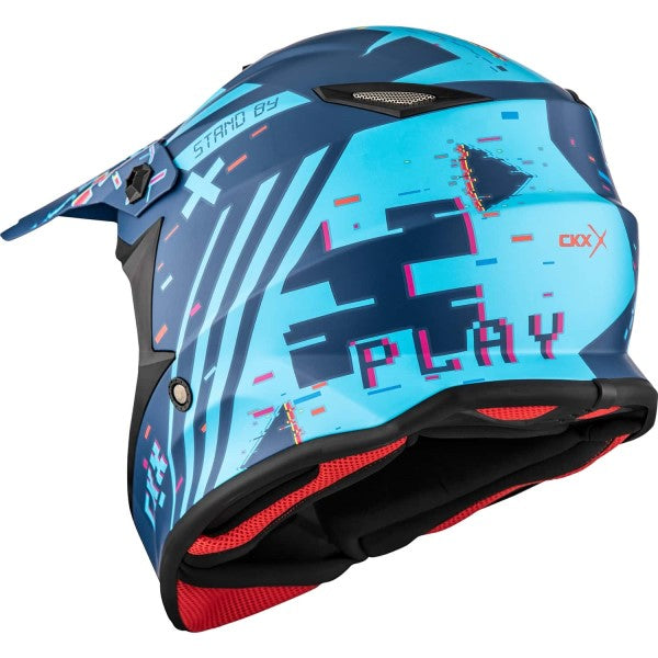 Casque de Motocross TX019Y Error Junior CKX Bleu Derrière