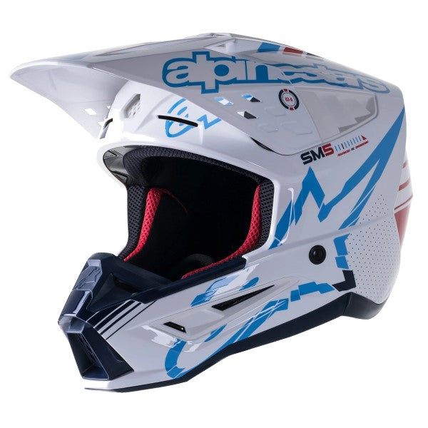 Casque de Motocross SM5 Action Alpinestars bleu et blanc