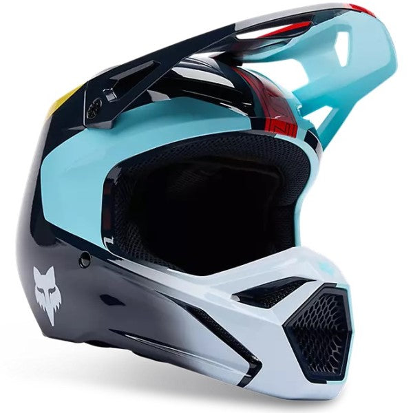 Casque de Motocross V1 Elevated Junior Fox bleu clair, de 3/4
