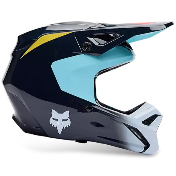 Casque de Motocross V1 Elevated Junior Fox bleu clair, de côté
