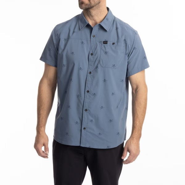 Chemise Petrol Stretch Klim bleu, de face
