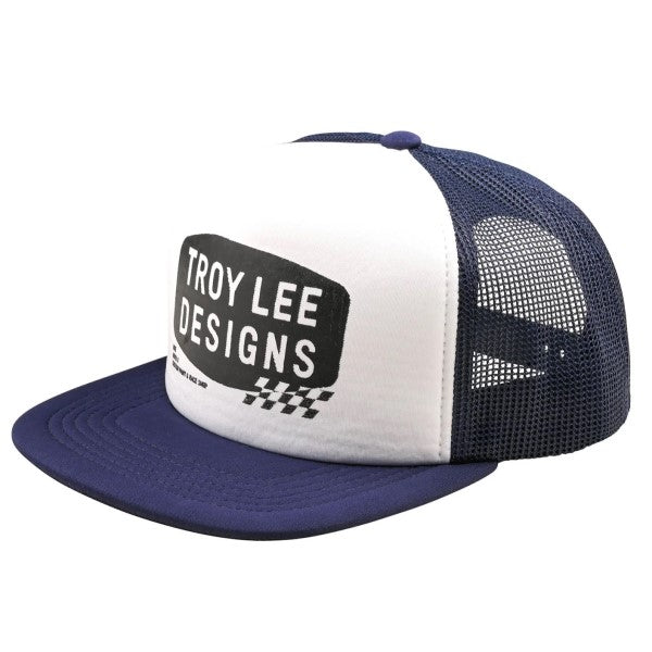 Casquette Stamp Troy Lee Designs bleu et blanc, avant