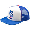 Casquettes Trucker Snapback Peace Out Troy Lee Designs bleu et blanc