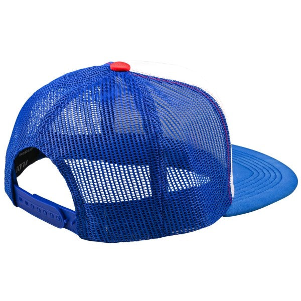 Casquettes Trucker Snapback Peace Out Troy Lee Designs bleu et blanc, arrière