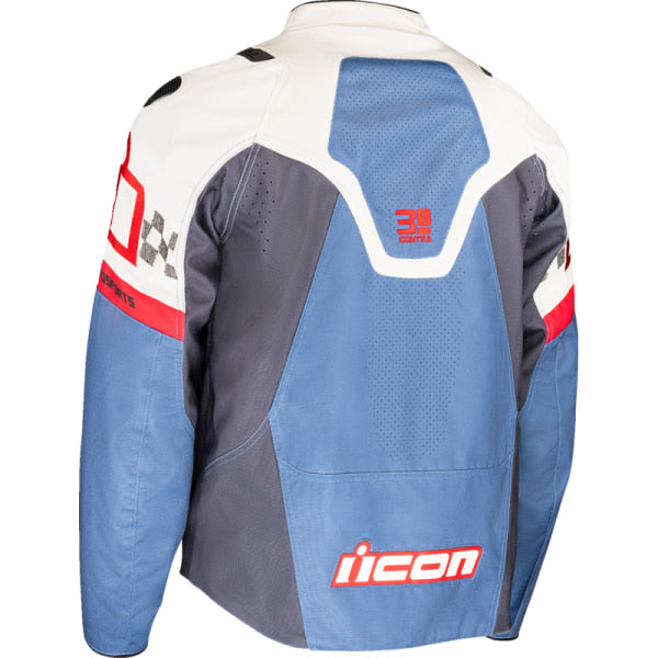Manteau de Moto Contra 3 Hero Icon bleu et blanc, dos