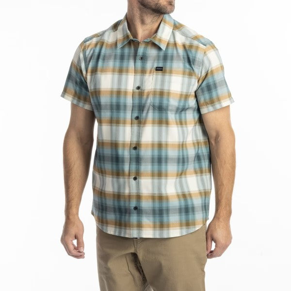 Chemise Nero Stretch Klim bleu et jaune, de face