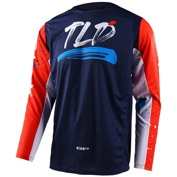 Chandail de Motocross GP Pro Partical Troy Lee Designs bleu et orange, de face