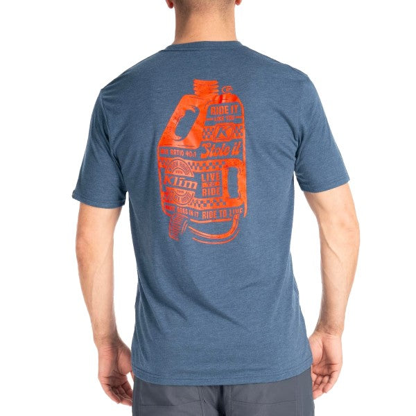 T-Shirt Live to Ride Tri-blend Klim bleu et orange, de dos