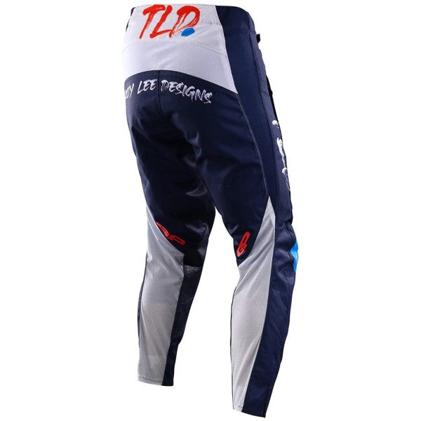 Pantalon de Motocross GP Pro Partical Troy Lee Designs bleu et orange, de dos