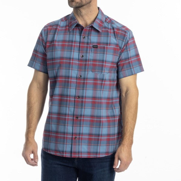 Chemise Pantoll Stretch Klim bleu et rouge, de face