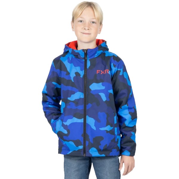 Manteau Ride Réversible Junior FXR bleu et rouge, côté bleu