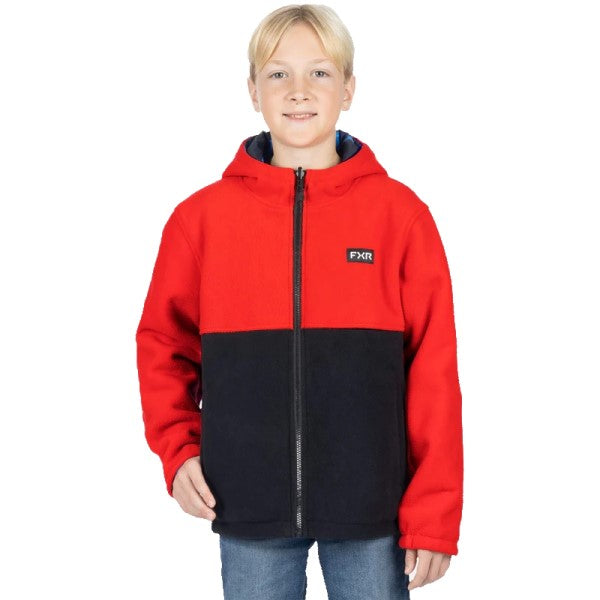 Manteau Ride Réversible Junior FXR bleu et rouge, côté rouge