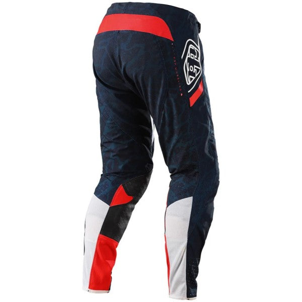 Pantalon de Motocross SE Pro Fractura Troy Lee Designs bleu et rouge, de dos