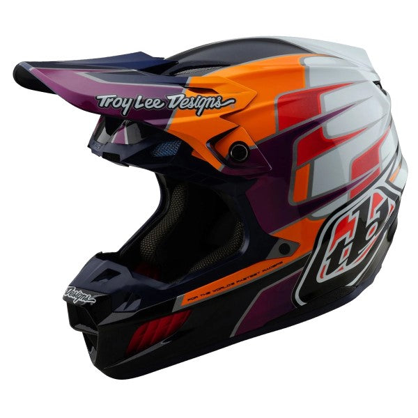 Casque de Motocross SE5 Carbone Speed MIPS Troy Lee Designs bleu foncé, de 3/4