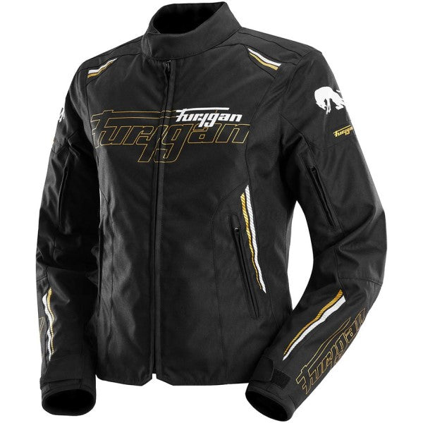 Veste de Moto Agata Femme Noir/Or incliné de face