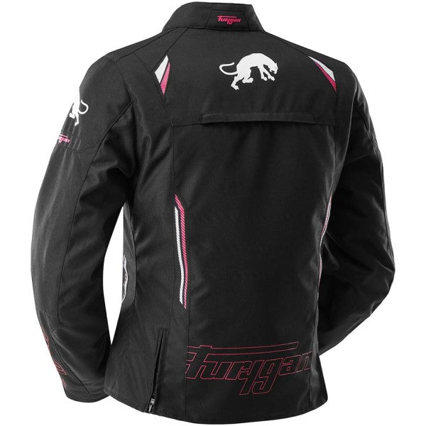 Veste de Moto Agata Femme Noir/Rose incliné de dos