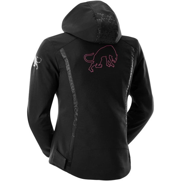 Veste de Moto Skye Femme Noir/Rose incliné de dos