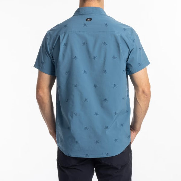 Chemise Petrol Stretch Klim bleu, de dos