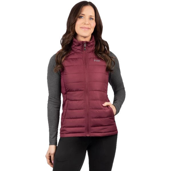 Manteau Matelassé Phoenix Sans Manche Femme FXR bordeaux