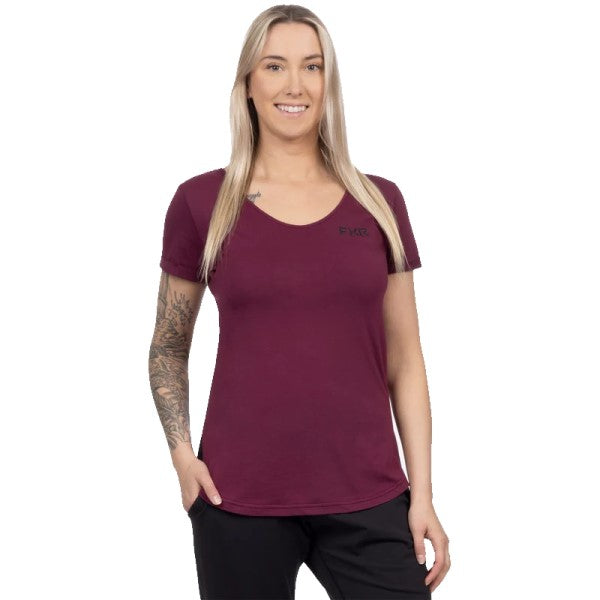 T-Shirt Lotus Femme FXR bordeaux