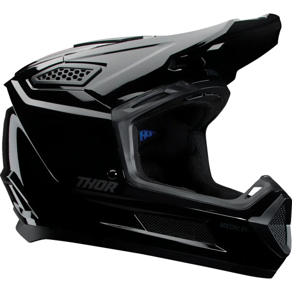 Casque de Motocross Fleet Blackout Thor Noir brillant, vue 3/4  