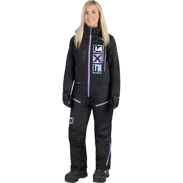 Ensemble de Motoneige Recruit Lite noir mauve, de face