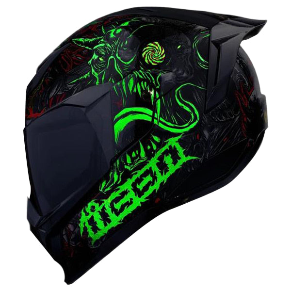 Casque Intégral de Moto Icon Noir Fluorescent