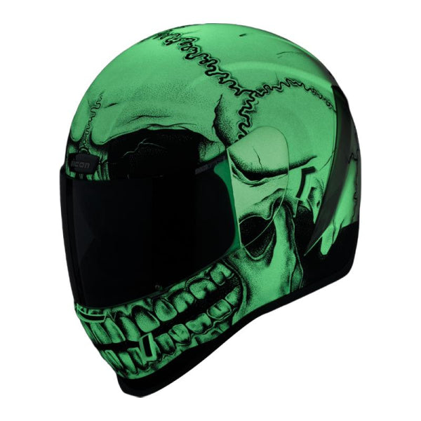 Casque Intégral de Moto Airform Crestfallen Icon Blanc brille dans l'obscurité, de face