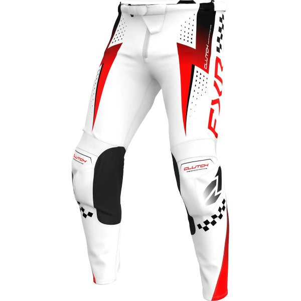 Pantalon de Motocross Clutch Pro Blanc/Rouge de face