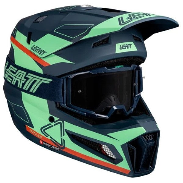 Casque de Motocross 3.5 V25 avec Lunettes Bleu/Vert, côté droit