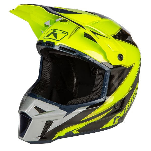 Casque de Motocross Hors Sentier F3 Carbone Haute visibilité, de face