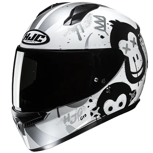 Casque Intégral de Moto C10 GETI Junior Blanc/Noir