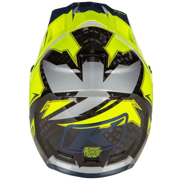 Casque de Motocross Hors Sentier F3 Carbone  Noir /Haute visibilité, Arrière