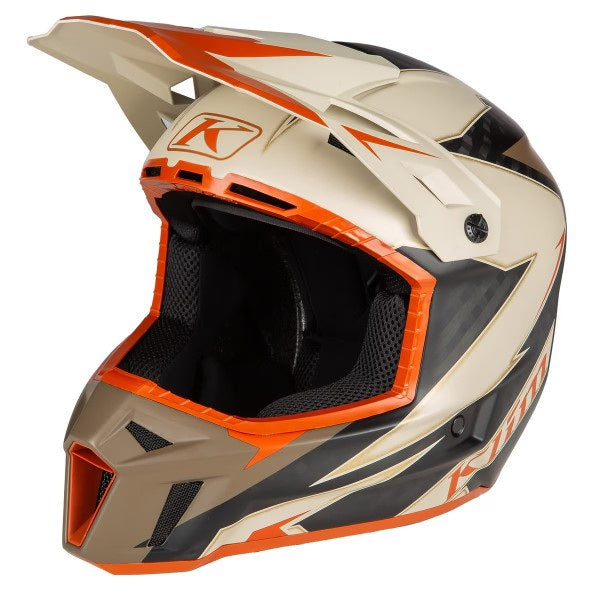 Casque de Motocross Hors Sentier F3 Carbone  Orange , côté gauche