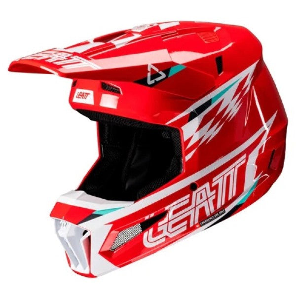 Casque de Motocross 3.5 V25 avec Lunettes Rouge, côté gauche