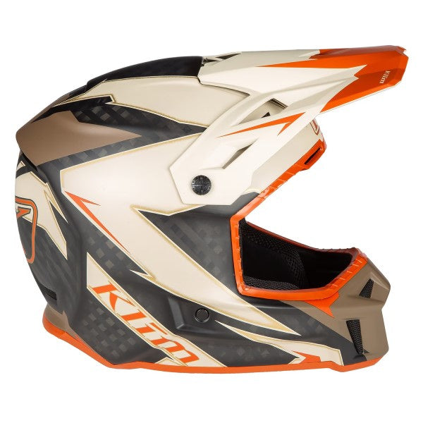 Casque de Motocross Hors Sentier F3 Carbone Orange, côté droit