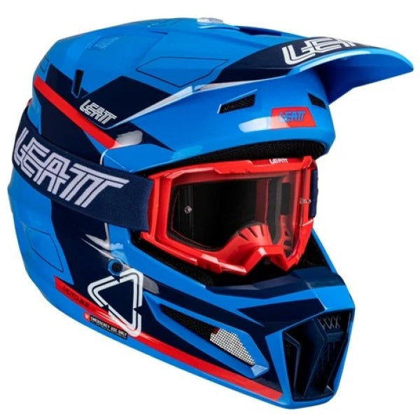 Casque de Motocross 3.5 V25 avec Lunettes Bleu/Rouge, côté droit