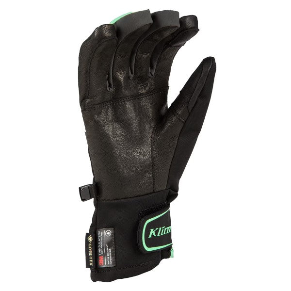Gants de Motoneige Bombshell Femme - Liquidation/Klim/noir, vert, coté intérieur