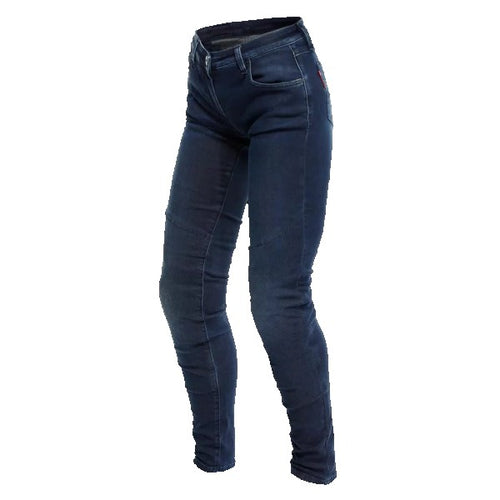 Jean de Moto Denim Skinny Femme Bleu, en face