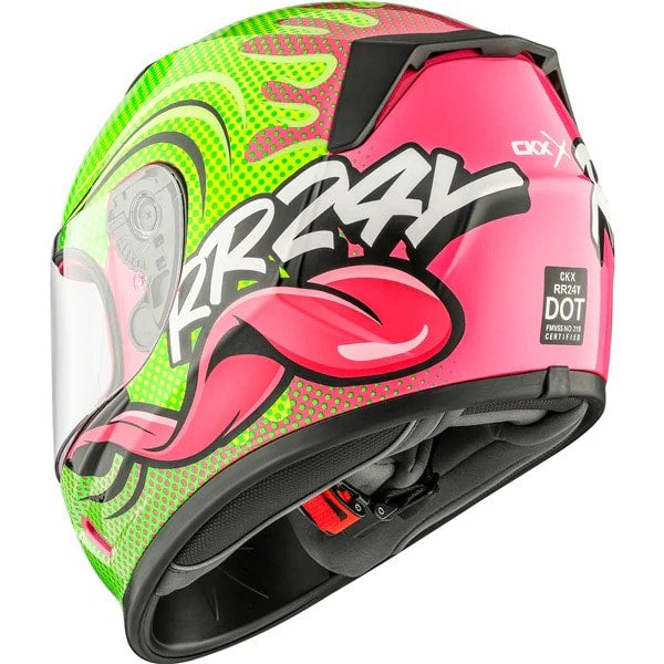 Casque Intégral de Moto RR24Y Gecko Junior Vert Rose, arrière