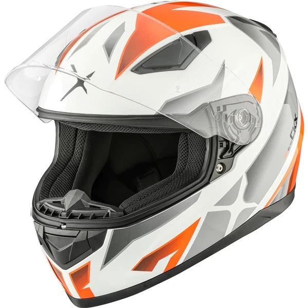 Casque Intégral de Moto RR619 Orange, ouvert