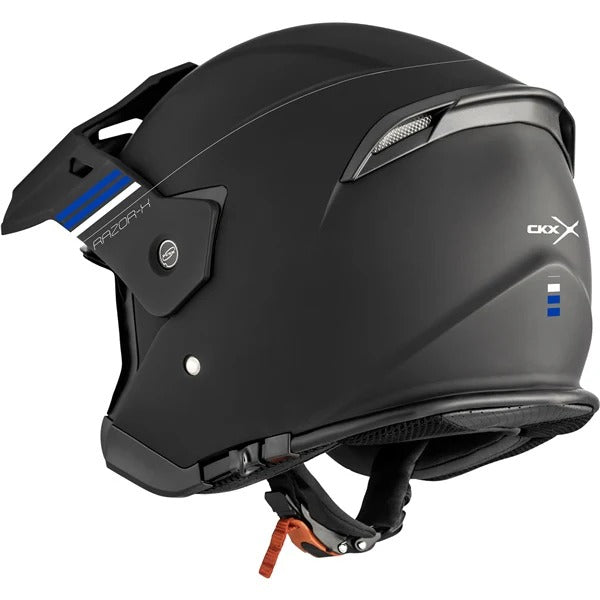 Casque Ouvert de Moto Razor X Noir Bleu, arrière