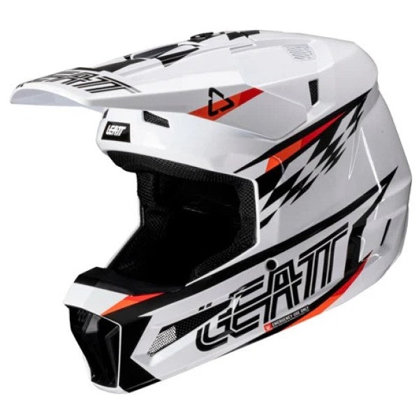 Casque de Motocross 3.5 V25 avec Lunettes Blanc, côté gauche