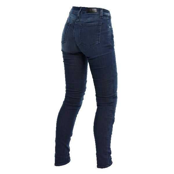 Jean de Moto Denim Skinny Femme Bleu, de dos