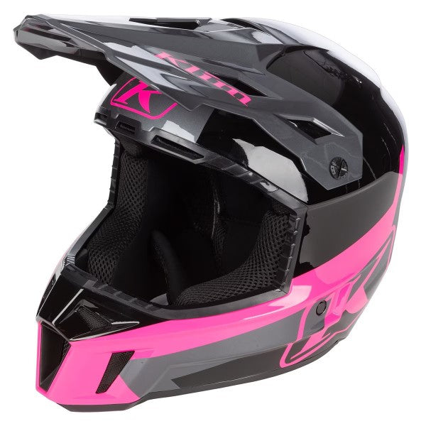 Casque de Snowcross F3 ECE noir rose, côté gauche