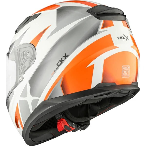 Casque Intégral de Moto RR619 Orange, arrière