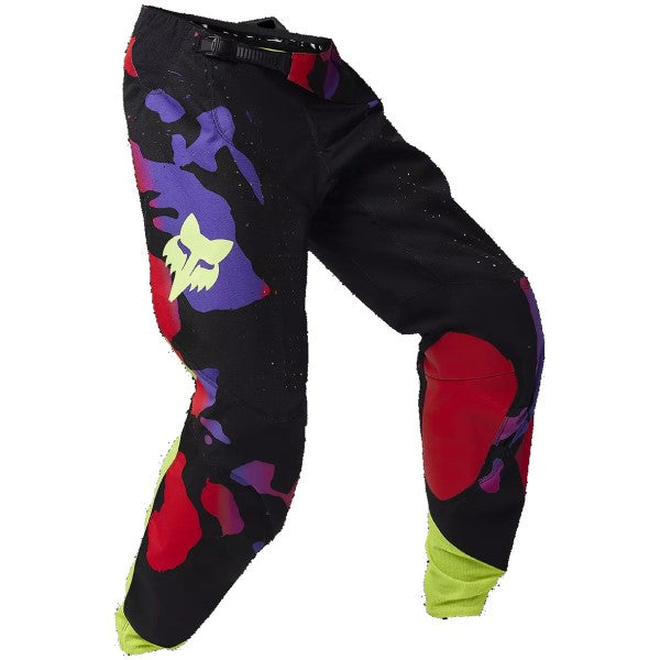 Pantalon de Motocross 360 Throttle Fox noir et multicolore, de face