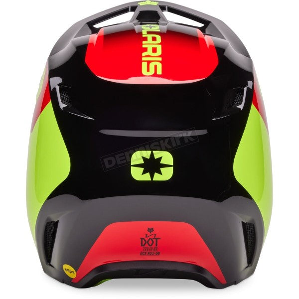 Casque de Motocross V1 Polaris Jaune, arrière