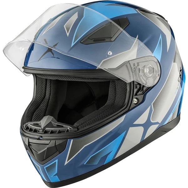 Casque Intégral de Moto RR619 Bleu, Ouvert