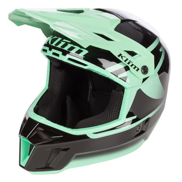 Casque de Snowcross F3 ECE noir vert, côté gauche